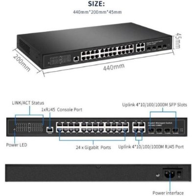 Longline 24 PORT FULL GIGABIT MANAGED SWITCH +4GE+ 4 SFP SLOTS