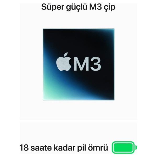 MacBook Air M3 16 GB 512 GB SSD 13.6" MXCR3TU/A Uzay Grisi Outlet (Açıklamayı Okuyunuz)