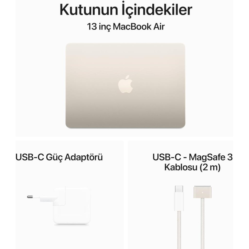 MacBook Air M3 24 GB 512 GB SSD 13.6" MC8P4TU/A Yıldız Işığı Outlet (Açıklamayı Okuyunuz)