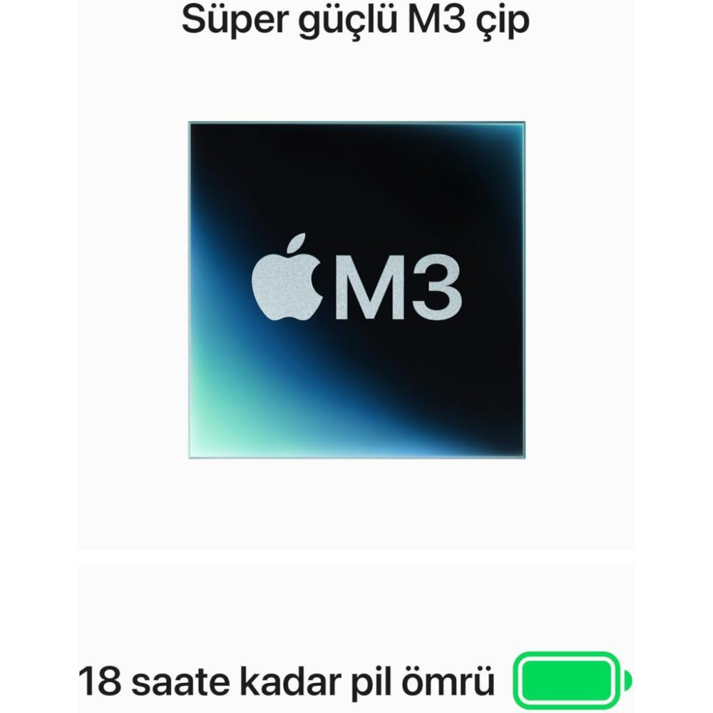 MacBook Air M3 16 GB 256 GB SSD 13.6" MC8K4TU/A Gece Yarısı Outlet (Açıklamayı Okuyunuz)