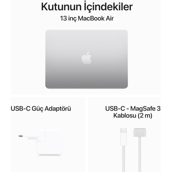 MacBook Air M3 8 GB 256 GB SSD 13.6" MRXQ3TU/A Gümüş Outlet (Açıklamayı Okuyunuz)