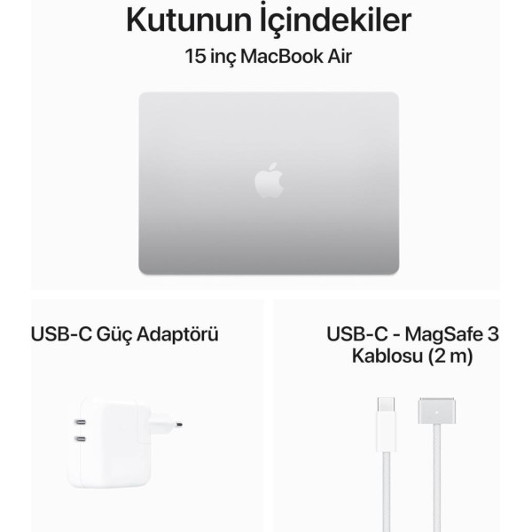 MacBook Air M3 16 GB 512 GB SSD 15.3" MXD23TU/A Gümüş Outlet (Açıklamayı Okuyunuz)
