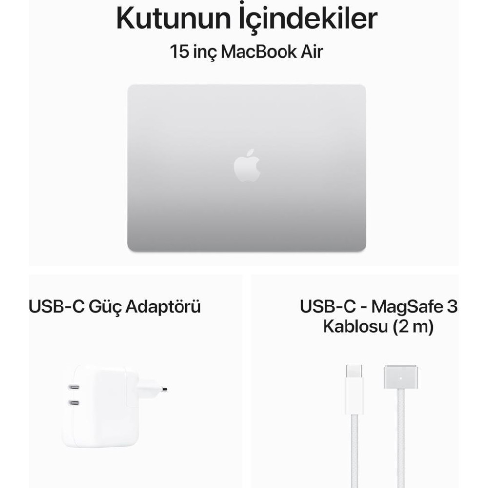 MacBook Air M3 16 GB 256 GB SSD 15.3" MC9E4TU/A Gümüş Outlet (Açıklamayı Okuyunuz)