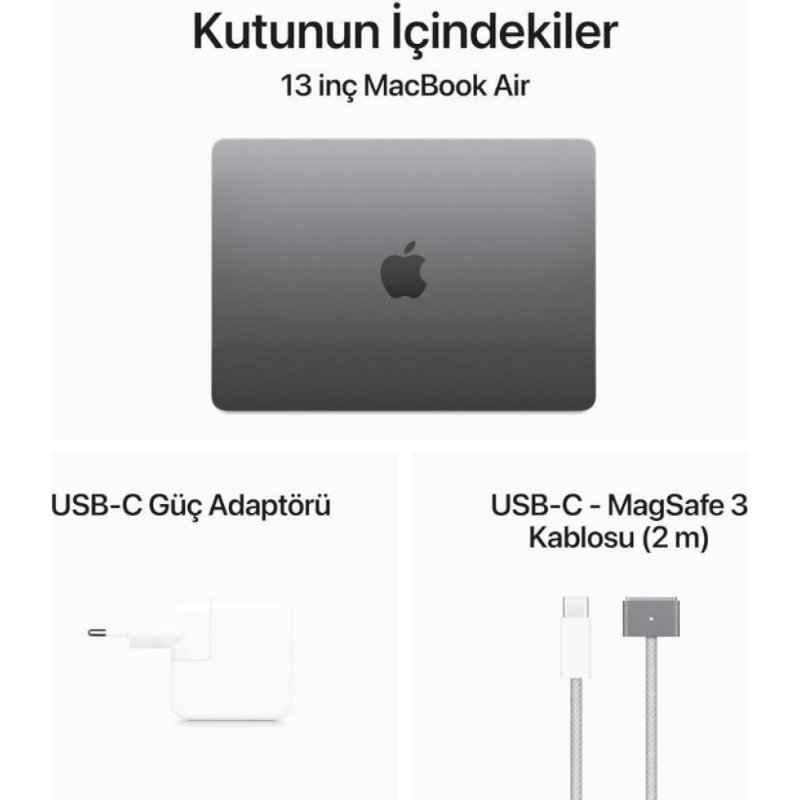 MacBook Air M3 16 GB 256 GB SSD 13.6" MC8G4TU/A Uzay Grisi