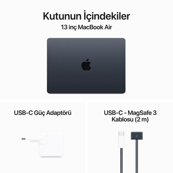 MacBook Air M3 16 GB 256 GB SSD 15.3" MC9G4TU/A Gece Yarısı Outlet (Açıklamayı Okuyunuz)