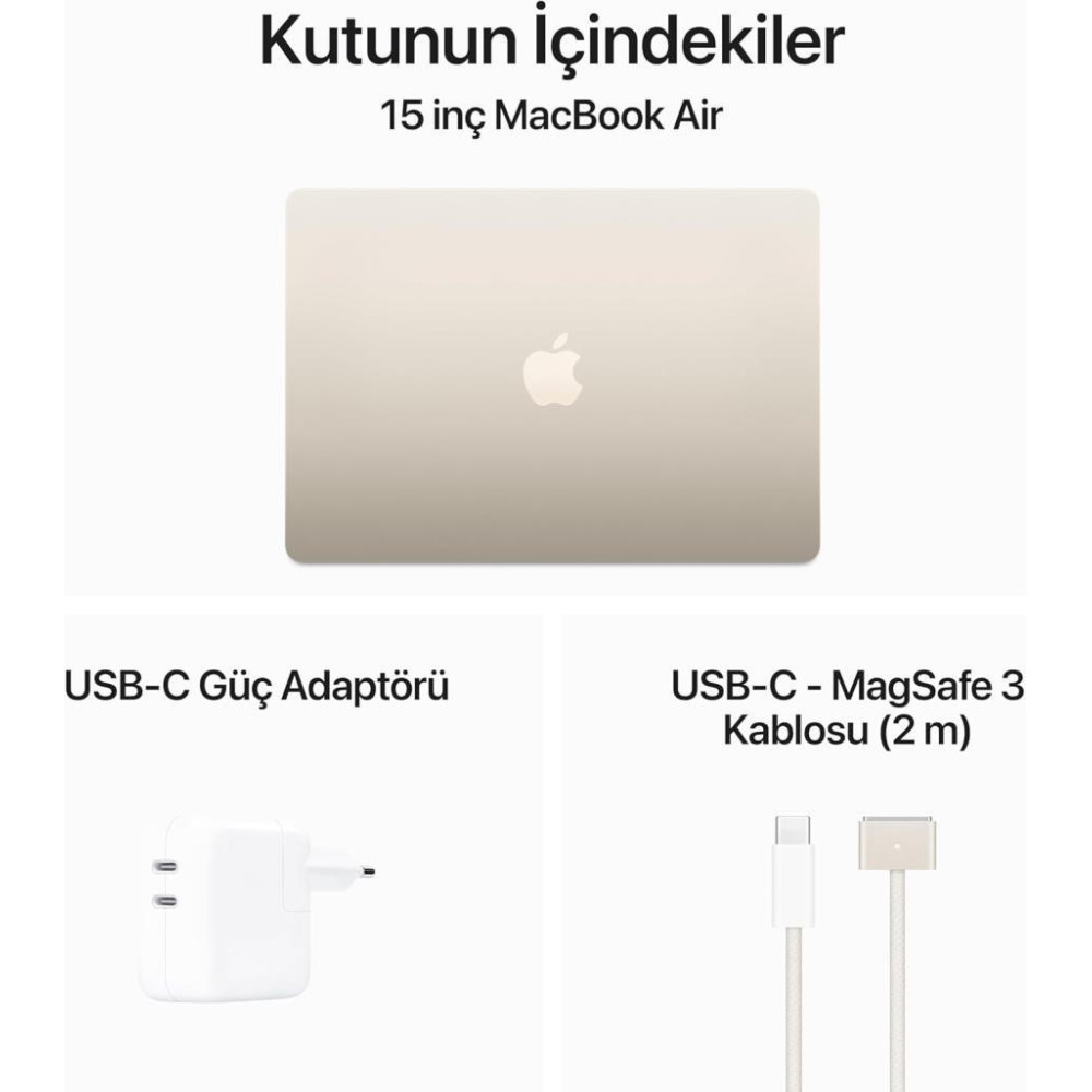 MacBook Air M3 16 GB 512 GB SSD 15.3" MXD33TU/A Yıldız Işığı Outlet (Açıklamayı Okuyunuz)