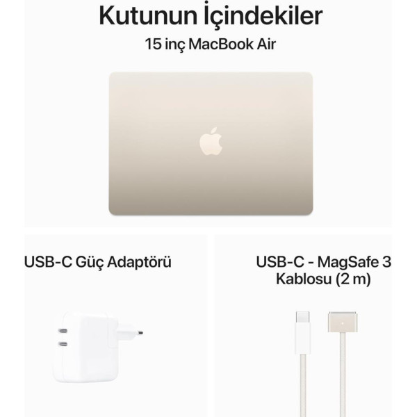 MacBook Air M3 16 GB 512 GB SSD 15.3" MXD33TU/A Yıldız Işığı Outlet (Açıklamayı Okuyunuz)