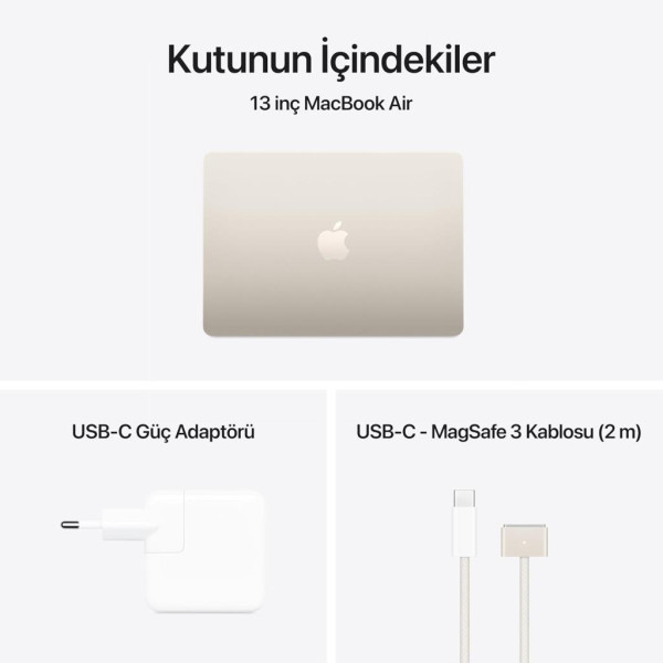MacBook Air M4 16 GB 256 GB SSD 13.6" MW0Y3TU/A Yıldız Işığı Outlet (Açıklamayı Okuyunuz)
