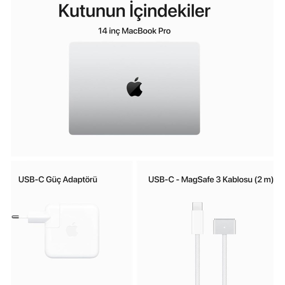 MacBook Pro M3 8 GB 512 GB SSD 14" MR7J3TU/A Gümüş Outlet (Açıklamayı Okuyunuz)