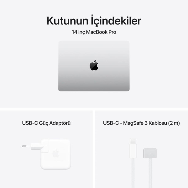 MacBook Pro M4 16 GB 512 GB SSD 14.2" MW2W3TU/A Gümüş Outlet (Açıklamayı Okuyunuz)