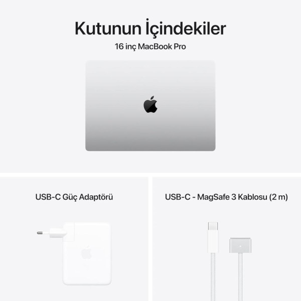 MacBook Pro M4 Pro 24 GB 512 GB SSD 16.2" MX2T3TU/A Gümüş Outlet (Açıklamayı Okuyunuz)