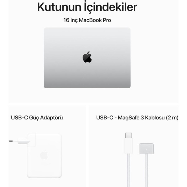 MacBook Pro M3 Pro 36 GB 512 GB SSD 16.2" MRW63TU/A Gümüş Outlet (Açıklamayı Okuyunuz)