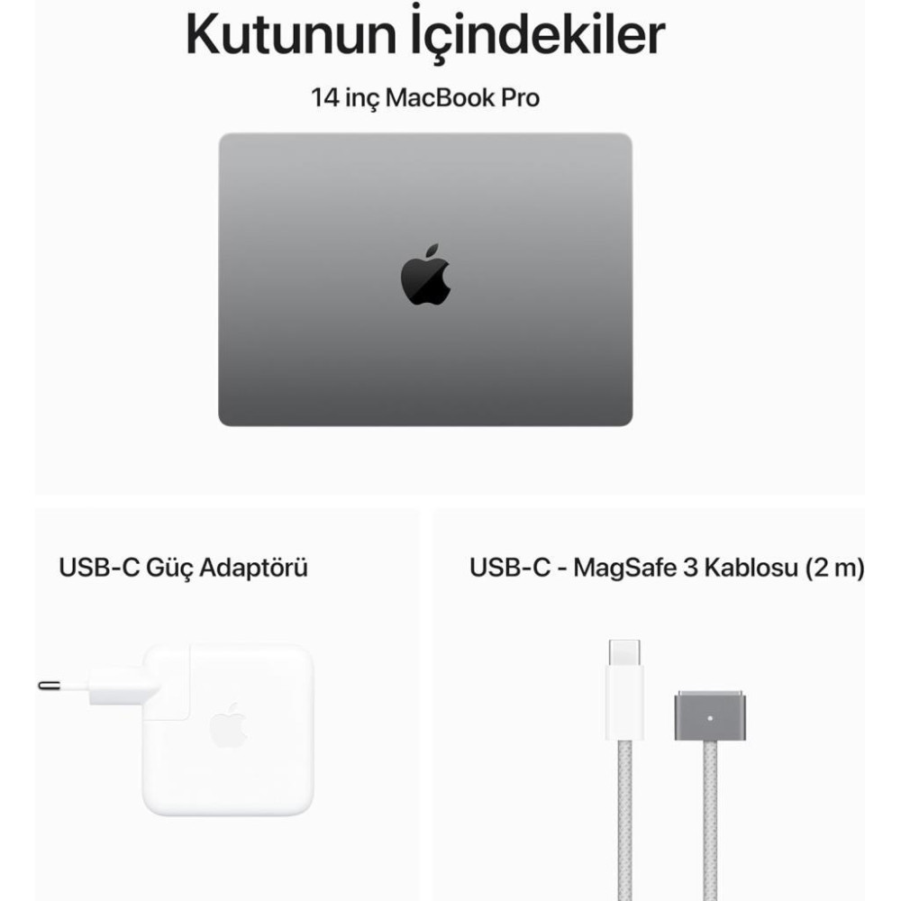 MacBook Pro M3 8 GB 512 GB SSD 14" MTL73TU/A Uzay Grisi Outlet (Açıklamayı Okuyunuz)
