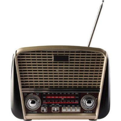 MF Product Acoustic 0186 Retro Fenerli Kablosuz Radyolu Bluetooth Hoparlör Kahverengi Outlet
