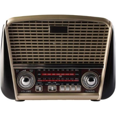 MF Product Acoustic 0186 Retro Fenerli Kablosuz Radyolu Bluetooth Hoparlör Kahverengi Outlet