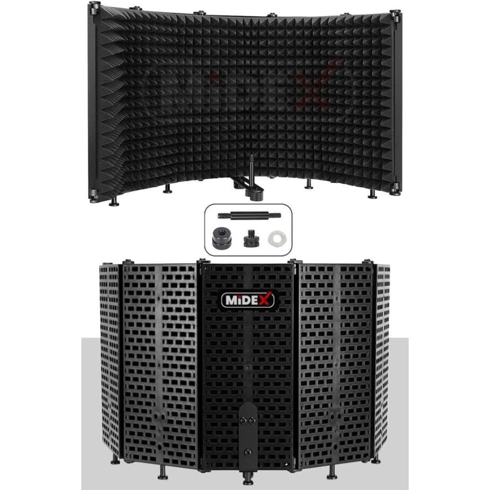 Midex PF-43 5 Bölümlü Ayaklı Mikrofon Ses Yalıtım İzolasyon Paneli Teşhir