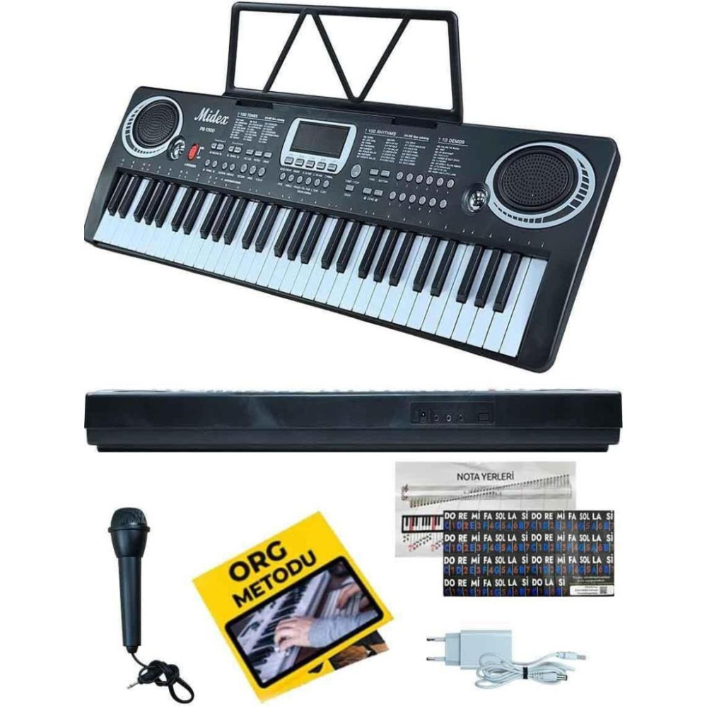 Midex Ps-1500bk Başlangıç Için 61 Tuşlu Org Notalık Adaptör Mikrofon (100 SES 100 RİTİM) - TEŞHİR