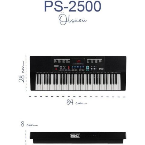 Midex PS-2500 Led Ekran 61 Tuşlu Org Outlet