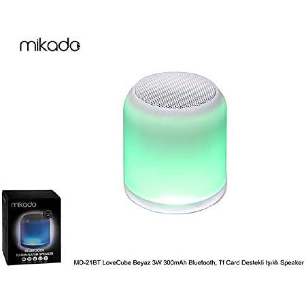 Mikado MD-21BT 3 W 300 mAh TF Card Destekli Işıklı Beyaz Bluetooth Hoparlör Teşhir
