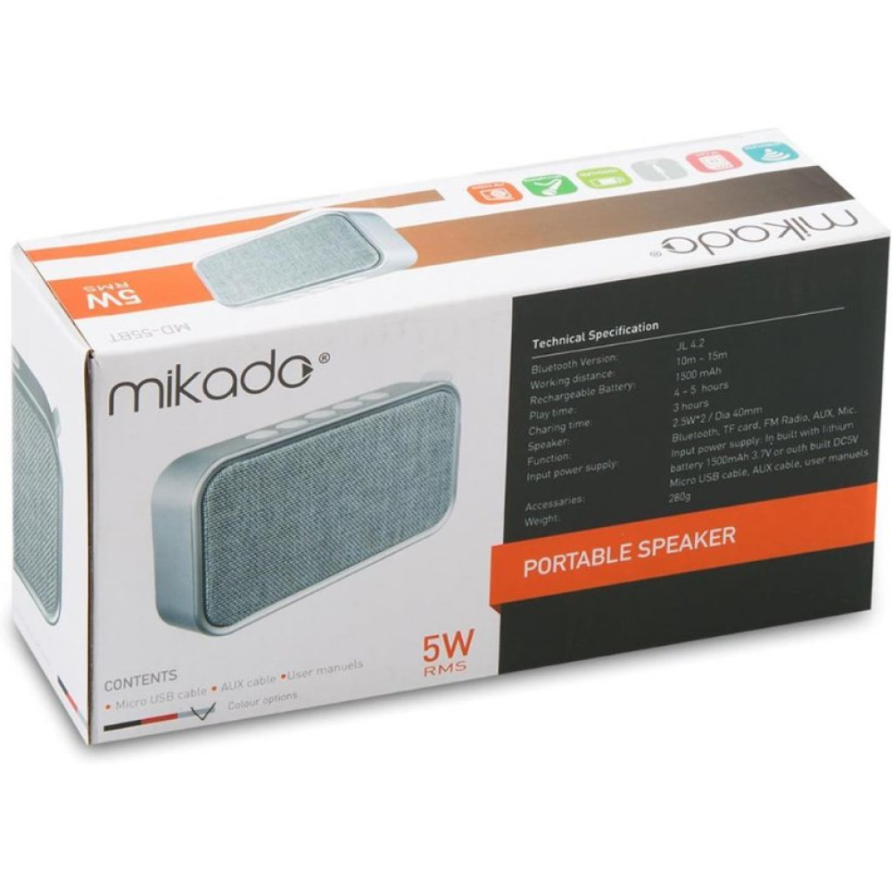 Mikado MD-55BT 5 W FM Destekli Bluetooth Hoparlör Outlet