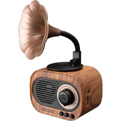 Mikado MN-S19 5 W Ahşap USB Aux TF Kart Bluetooth Klasik Retro Gramofon Müzik Kutusu Outlet