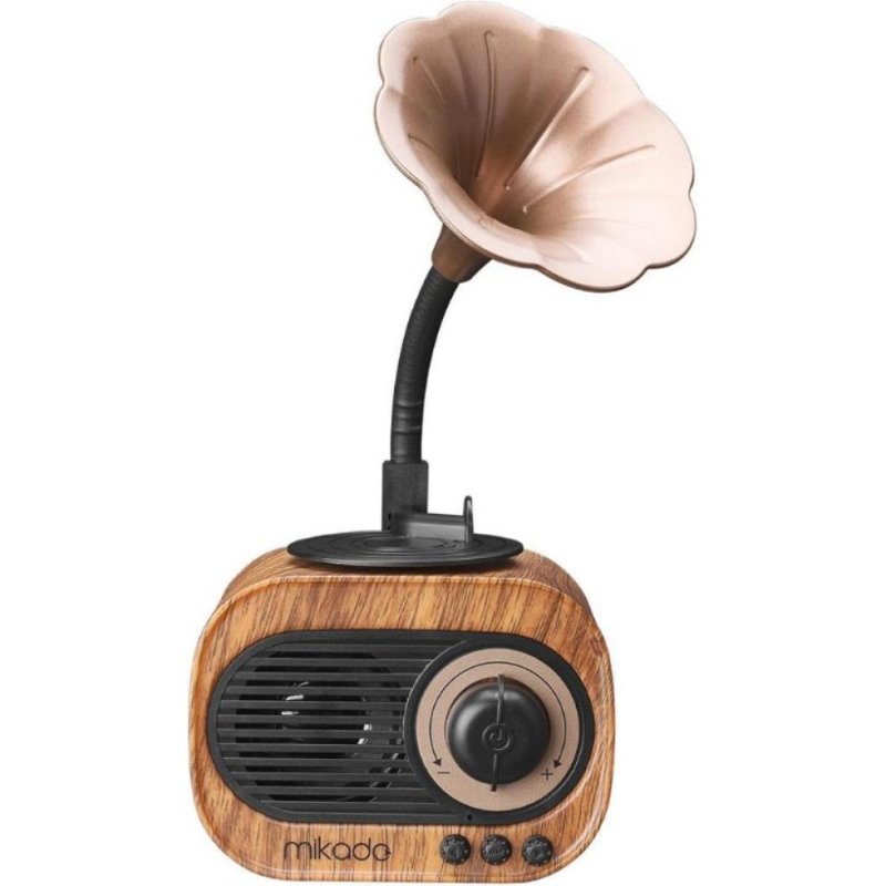 Mikado MN-S19 5 W Ahşap USB Aux TF Kart Bluetooth Klasik Retro Gramofon Müzik Kutusu Outlet
