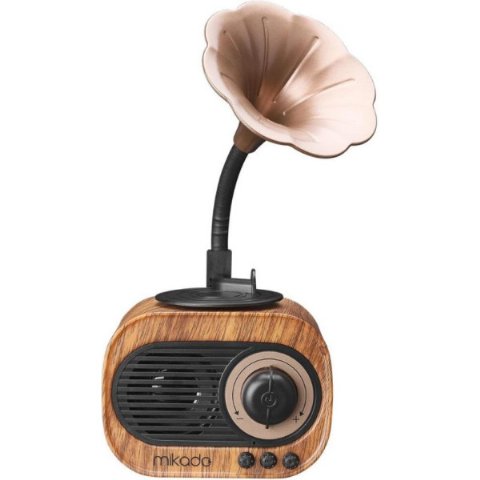 Mikado MN-S19 5 W Ahşap USB Aux TF Kart Bluetooth Klasik Retro Gramofon Müzik Kutusu Outlet