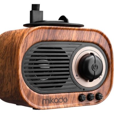 Mikado MN-S19 5 W Ahşap USB Aux TF Kart Bluetooth Klasik Retro Gramofon Müzik Kutusu Outlet