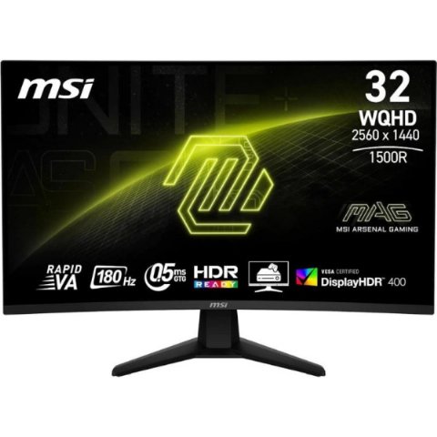 MSI MAG 32CQ6F 31.5" 0.5 ms 2K Curved 180 Hz Oyunc...