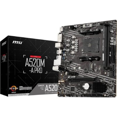 MSI A520M-A PRO AM4 DDR4 4600(OC) DVI HDMI M.2 USB3.2 mATX Anakart