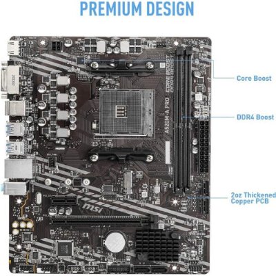 MSI A520M-A PRO AM4 DDR4 4600(OC) DVI HDMI M.2 USB3.2 mATX Anakart