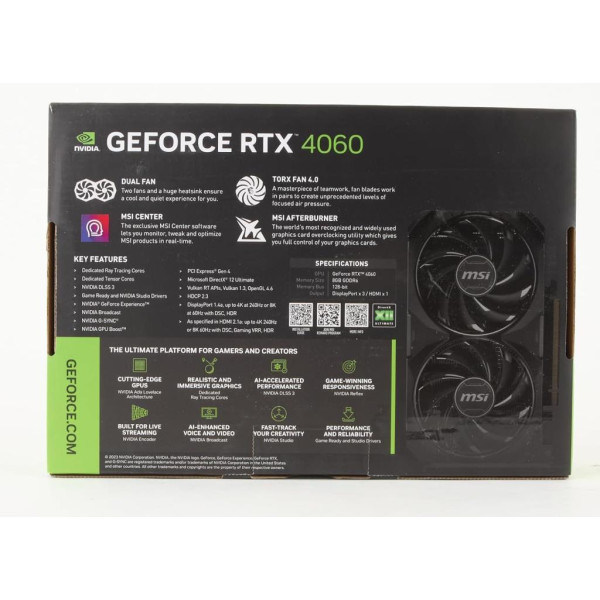 MSI RTX 4060 Ventus 2X Black 8G OC 128 Bit GDDR6 8 GB Ekran Kartı