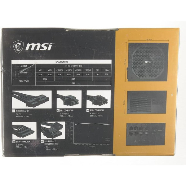 MSI MPG A850GF 850 W Power Supply Outlet
