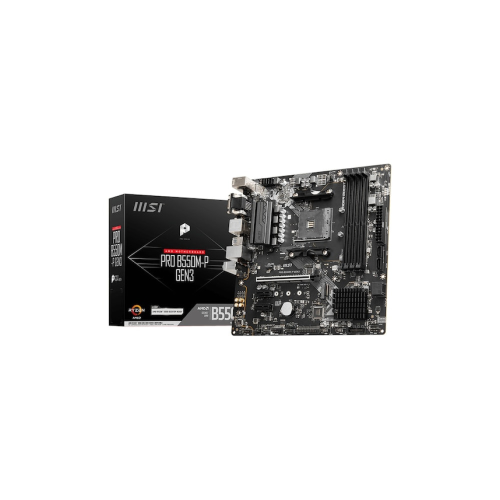 MSI PRO B550M-P GEN3 AM4 DDR4 4400(OC) HDMI VGA DVI-D M.2 USB3.2 mATX Anakart - TESHİR