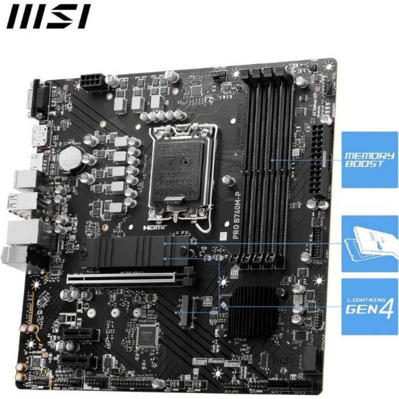 MSI Pro B760M-P Intel LGA1700 DDR5 Micro ATX Anakart Teşhir