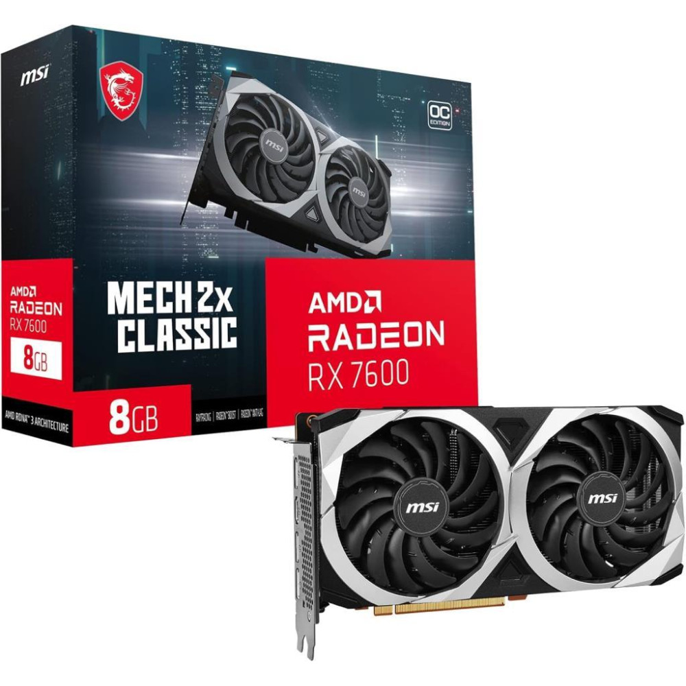 MSI RX 7600 Mech 2X Classic 8G OC 128 Bit GDDR6 8 GB Ekran Kartı Teşhir