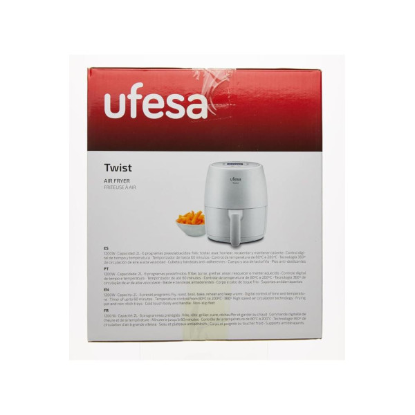 Twist Airfryer, 2 L, 6 Programlı, 1200 W, Zaman Ayarlı Saat, 80 ila 200 derece Sıcaklık, Yapışmaz Kaplama , Beyaz