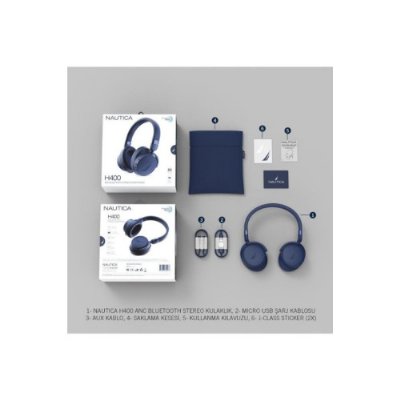 Nautica H400 ANC Lacivert Kulak Üstü Bluetooth Kulaklık Outlet