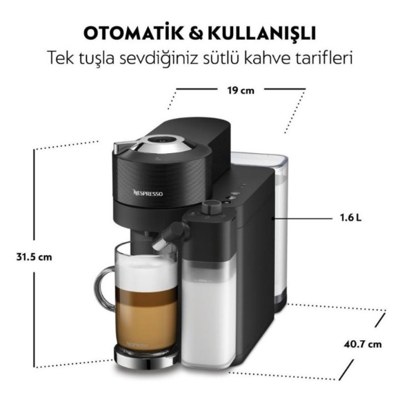 Nespresso Vertuo Lattissima Matte Black Kapsül Kahve Makinesi - Outlet