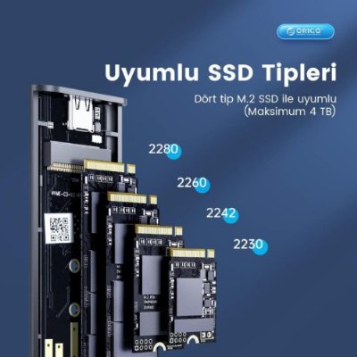 ORICO M.2 NVMe USB 3.2 Gen2 M-Key / B&M-Key 10Gbps SSD Disk Kutusu - Outlet