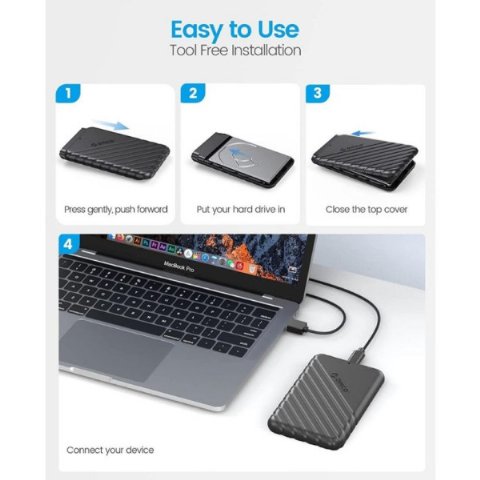 Orico USB 3.0 Micro B 2.5” inch SATA SSD Hard Disk Kutusu Siyah