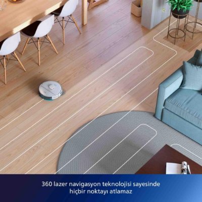 Philips HomeRun 2000 Serisi XU2100/20 Beyaz Çöp İstasyonlu Akıllı Robot Süpürge