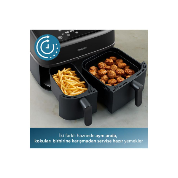 Philips Airfryer 3000 Serisi NA350/00 Çift Hazneli 9 lt Yağsız Fritöz Teşhir