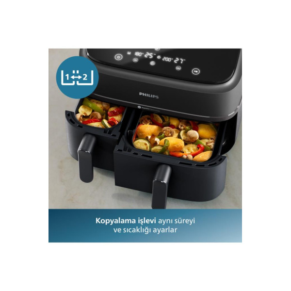 Philips Airfryer 3000 Serisi NA350/00 Çift Hazneli 9 lt Yağsız Fritöz Teşhir
