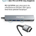 Philips Type C to PD 87W HDMI USB SD Micro SD Dönüştürücü Hub - Teşhir