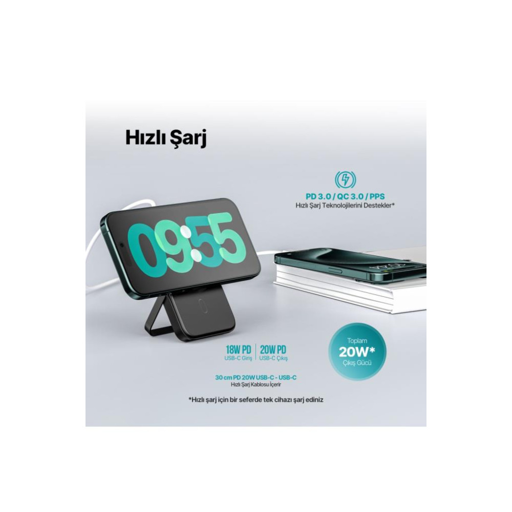 Ttec ReCharger Pro M 2BB219 5000 mAh Standlı Hızlı Şarj MagSafe Powerbank Teşhir