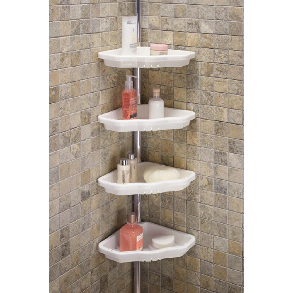 Prima Nova Banyo Köşe Rafı Paslanmayan Aluminyum Borulu Aluminyum Beyaz Teşhir