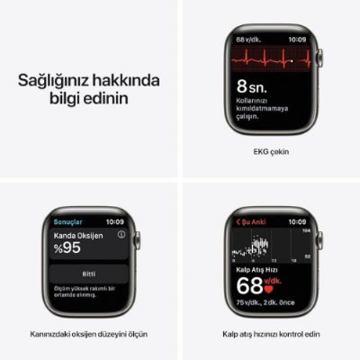 Apple Watch Series 7 GPS + Cellular 41mm Grafit Paslanmaz Çelik Kasa ve Milano Döngüsü Kordon Akıllı Saat(İthalatçı Garantili)