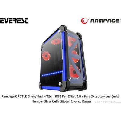 Rampage Castle RGB 4 Fanlı ATX Oyuncu Kasası - Teşhir