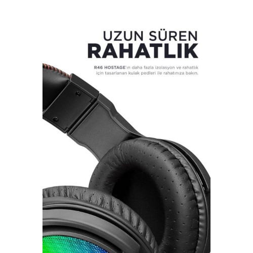 Rampage Hostage R46 RGB 7.1 USB Kablolu Kulak Üstü Oyuncu Kulaklığı Teşhir